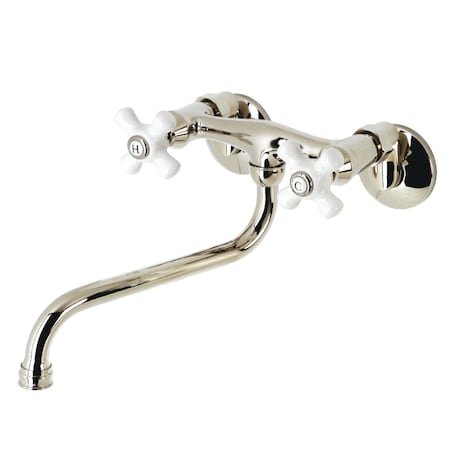 Kingston Brass KS615PN Two-Handle Wall Mount Bathroom Faucet, Polished Nickel KS615PN